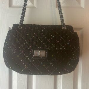 Karl Lagerfeld Black Quilted Shoulder Bag with Chain Strap